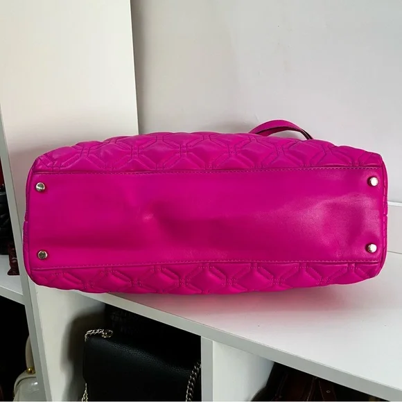 KATE SPADE Hot Pink Maryanne Quilted Leather Turnlock Chain Tote Shoulder Bag - Picture 5 of 11